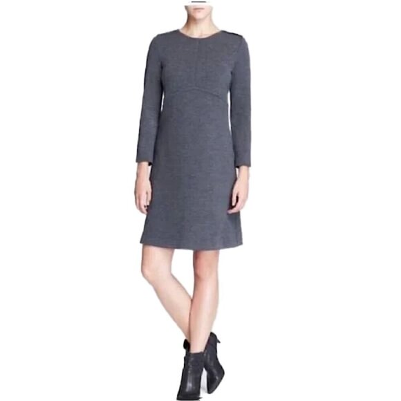 🌈 TORY BURCH Vienna Gray Wool Long Sleeve Dress small - Picture 1 of 12